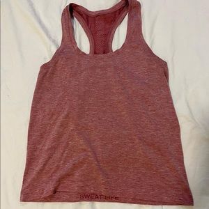 Lululemon athletic tank top heathered pink/ red color dry fit material